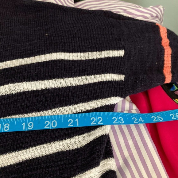 Express Sweater Womens Sz S Navy Blue White Striped Cotton Knit Tunic Pullover - Picture 7 of 9